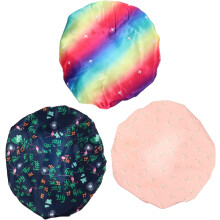 Lot de 3 bonnets de bain réutilisables pour femmes, imprimés, pour se laver les cheveux à la maison