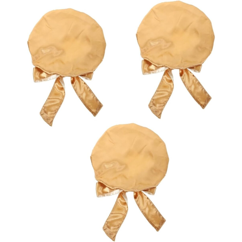 Hkhbjs Golden 3Pcs Satin Turban Hair Care Headwrap Makeup Hair Cap Women Shower Hat Bow