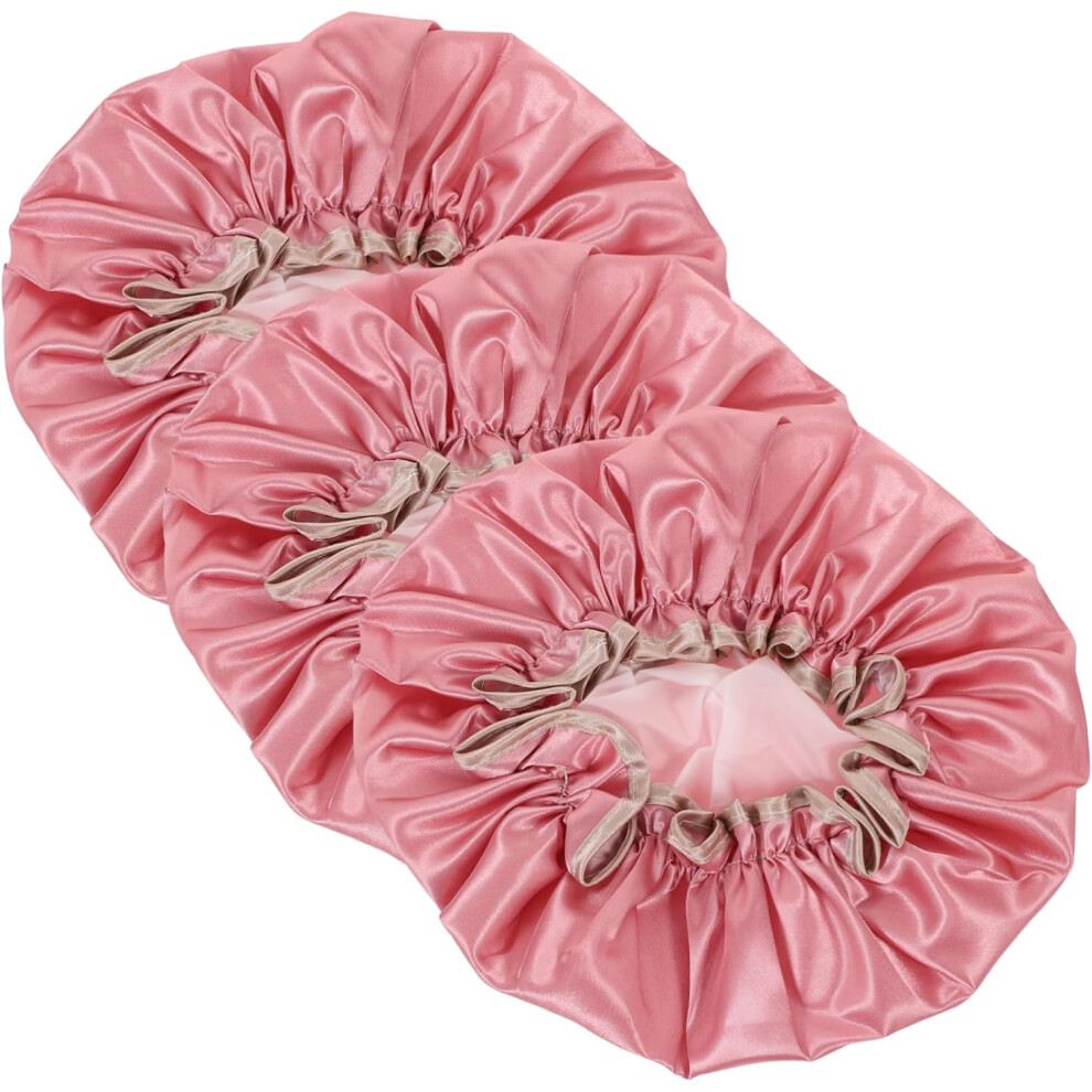 Hkhbjs 3Pcs Reusable Shower Caps For Women Double Layer Bath Caps Oilproof Shower Hats For Hair Drying
