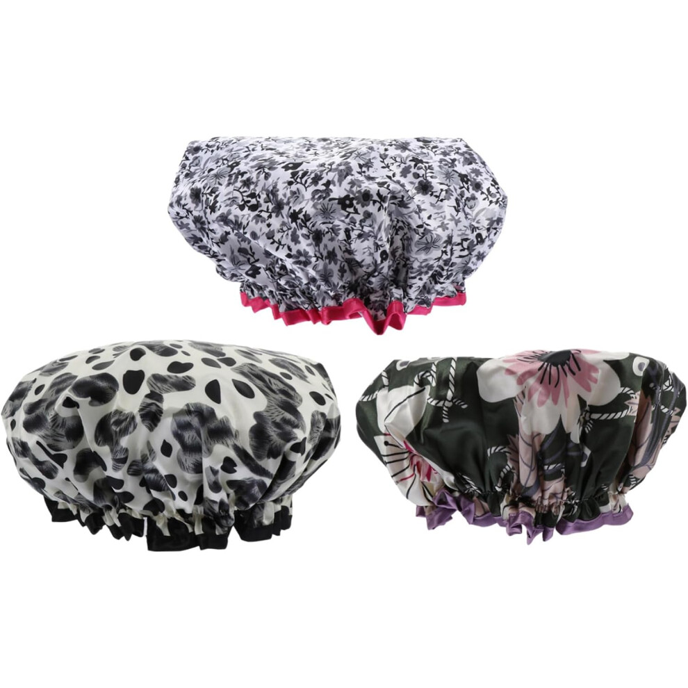 Hkhbjs 3Pcs Satin Shower Caps Bathing Hat For Women Hair Protection Cap For Shower Bath