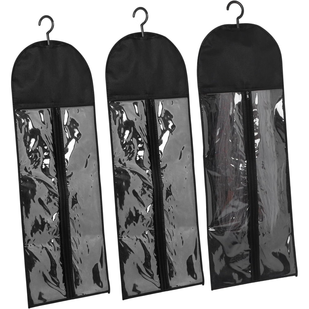 Hkhbjs 3Sets Closet Hanging Bag For Wigs Storage Bags For Multiple Wigs Hair Extension Holder Organizer For