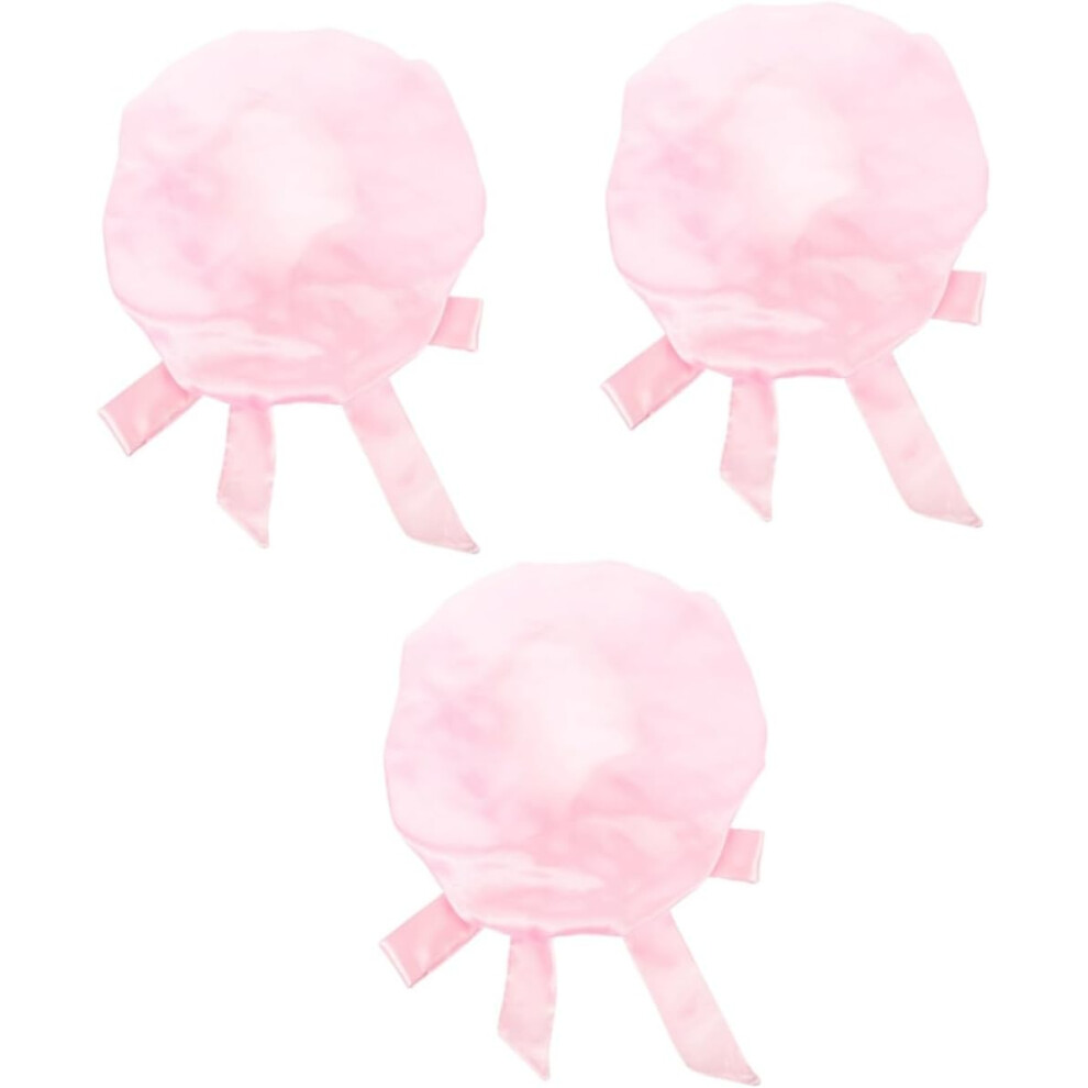 Hkhbjs Pink 3Pcs Large Elastic Satin Sleep Cap For Women Bonnet Style Hair Bath Cap For Curly Hair Long Protection During Shower Sleep