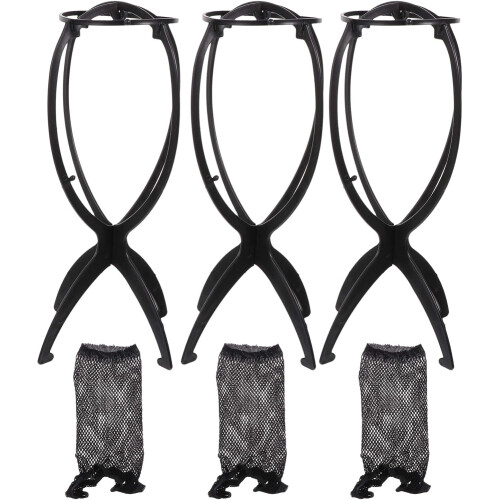 3pcs Wig Rack Stand Holders for Display Storage Material Safe for Wigs