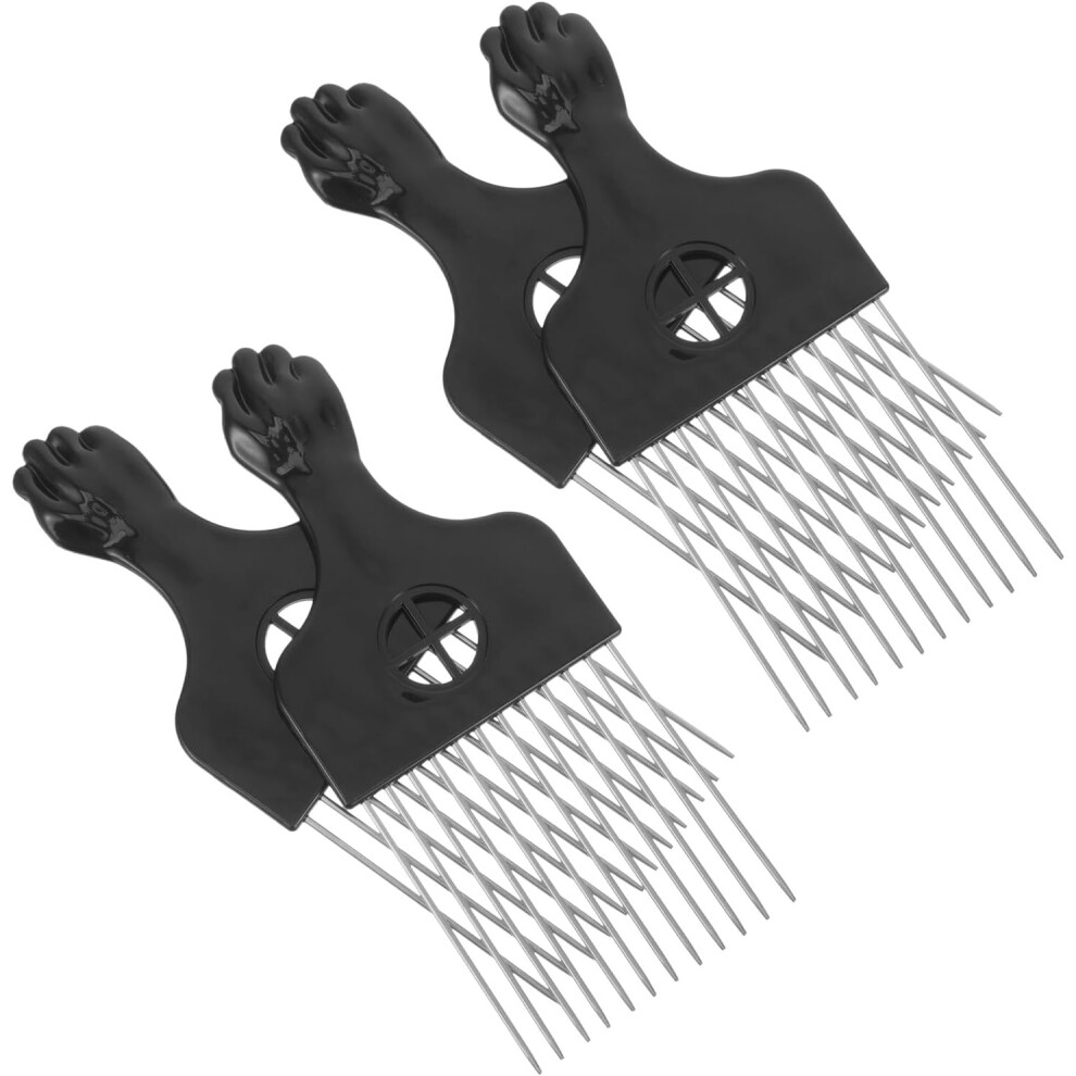 Hkhbjs Unisex 4Pcs Steel Afro Pick For Curly Hair Wide Tooth Hair Comb For Men And Women