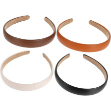 4er-Pack Retro-Haarbänder für Damen, schlichtes Design, breite Haaraccessoires für Alltag und Partys, aus PU-Leder