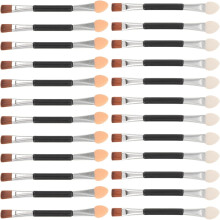 30Pcs Double-Ended Eye Shadow Brushes with Silver Aluminum Handles, Dual-Sided Makeup Applicators
