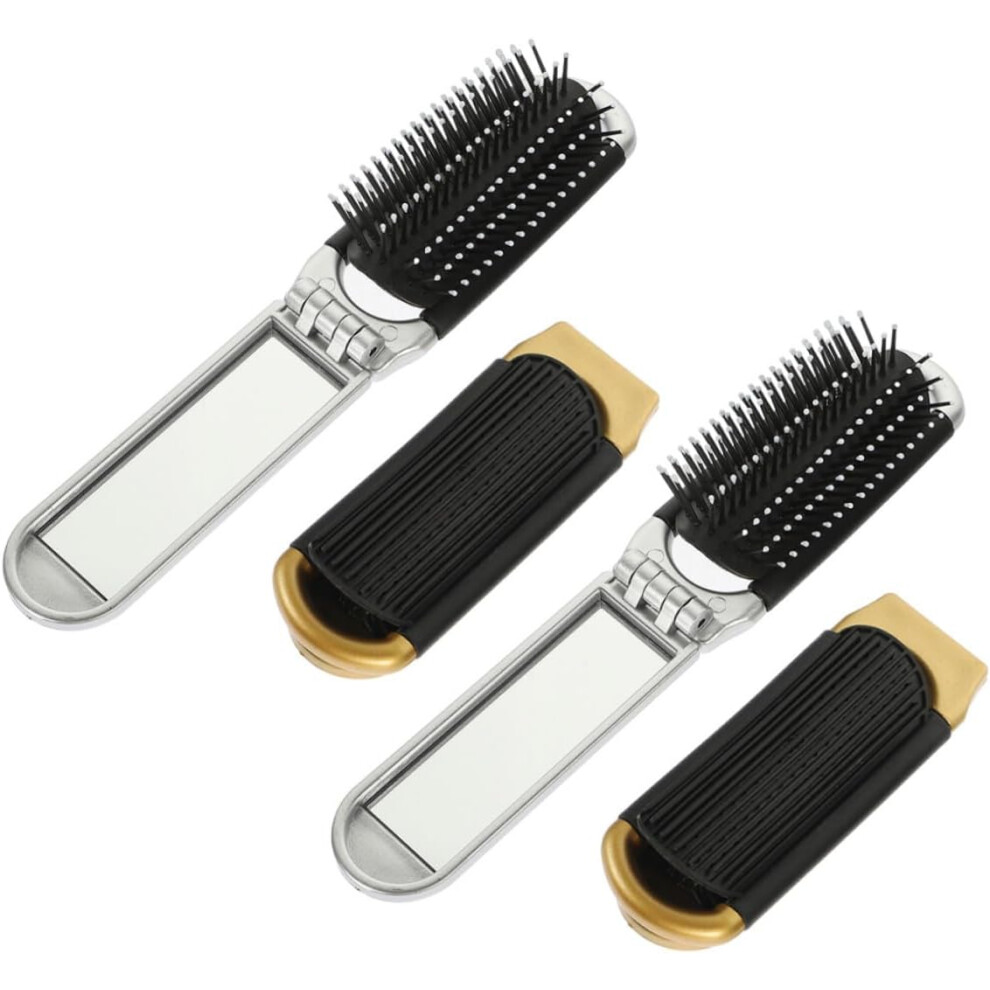 Hkhbjs 4Pcs Folding Comb Small Hair Brush Mini Mirror Hair Brush Portable Mirror