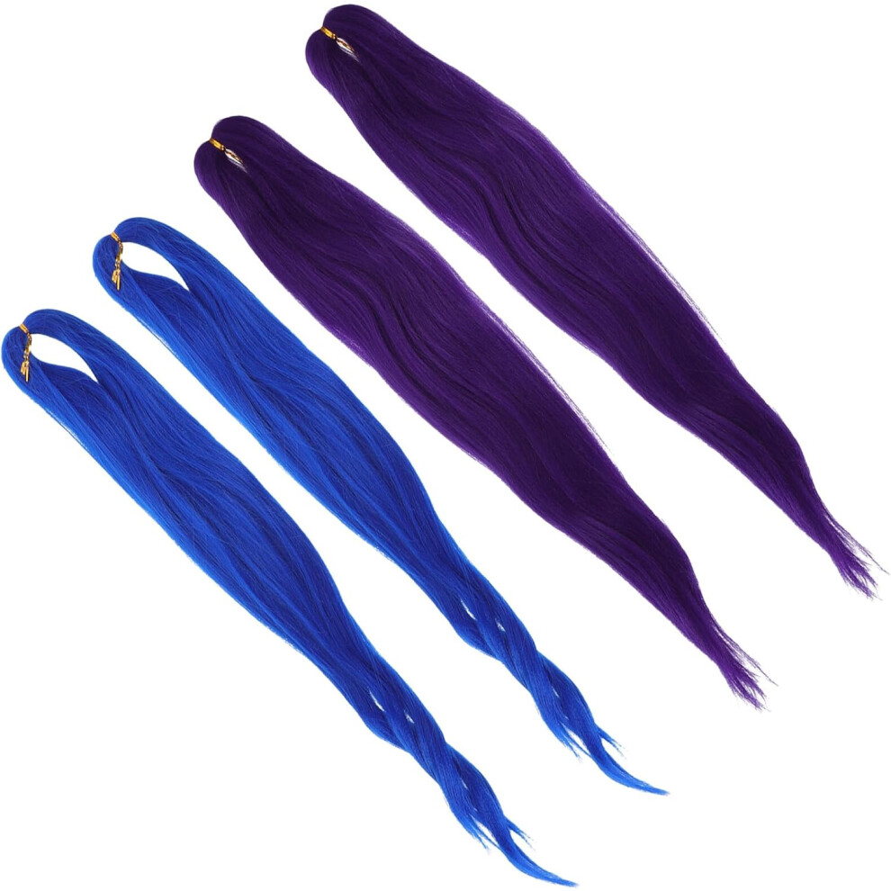 Hkhbjs Unisex Blue,Purple 4Pcs 26-Inch Synthetic Braiding Hair Extensions With Yaki Texture, Ombre Blue And Purple