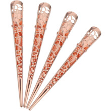 4er-Set Haarspangen für Damen, feine Haarspangen zum Stylen von flachen Pferdeschwänzen, hohles Metall, goldfarben
