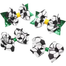 4er-Pack Fußball-Haarspangen mit Schleifen, Sportmotiven, Haaraccessoires für Jungen und Mädchen, insbesondere für Cheerleaderinnen