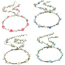 4-teiliges Rosengirlanden-Blumenstirnband für Damen, Strandkranz, Blumenkrone, Haarschmuck für Hochzeiten, Mädchenkrone