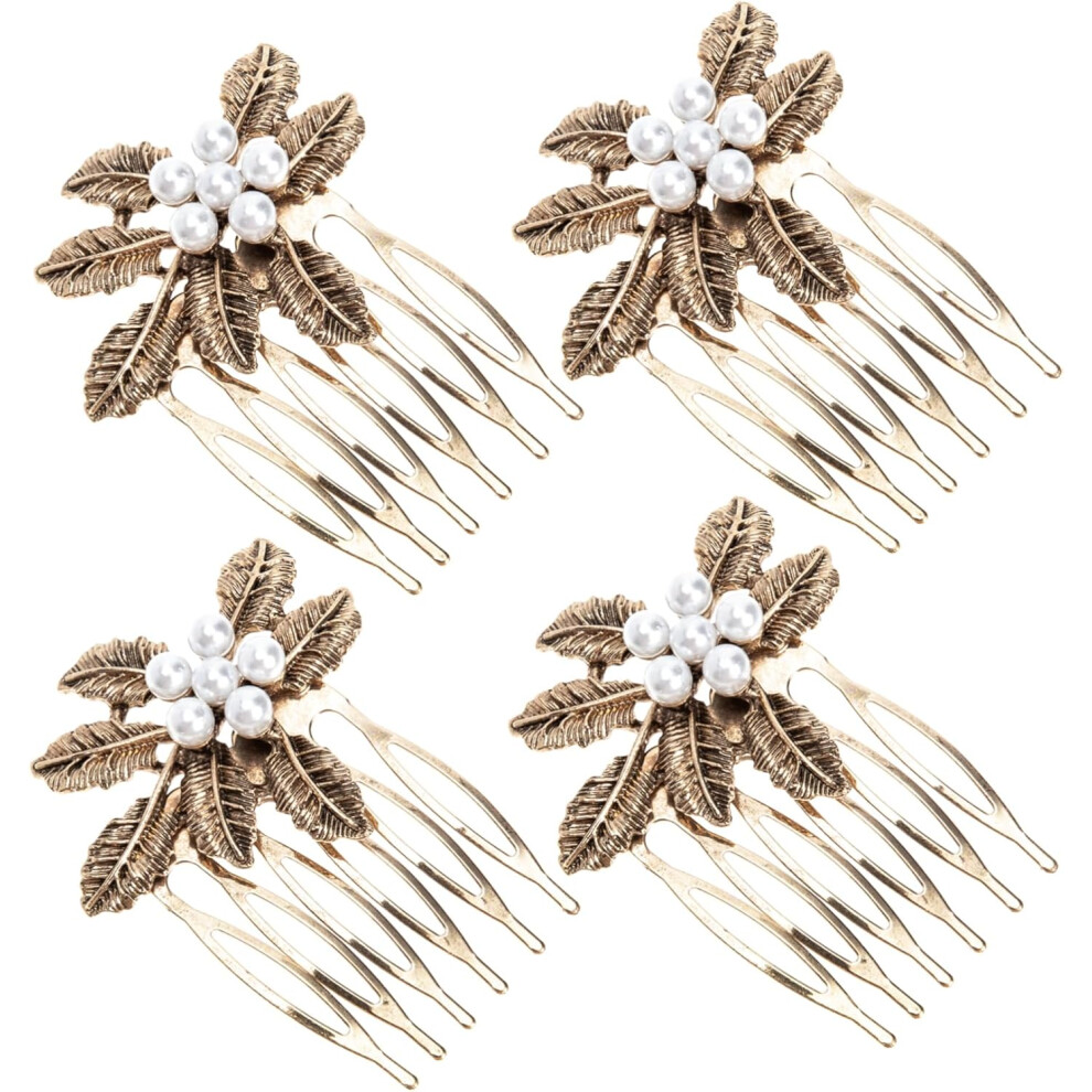 Hkhbjs 4Pcs Pearl Hair Combs For Wedding Bride Styling Comb Pearls Bridal Hair Accessories For Women