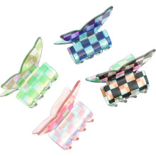 4er-Pack Haarspangen mit Schachbrettmuster für Damen und Mädchen, Haaraccessoires mit Schmetterlingsmotiv