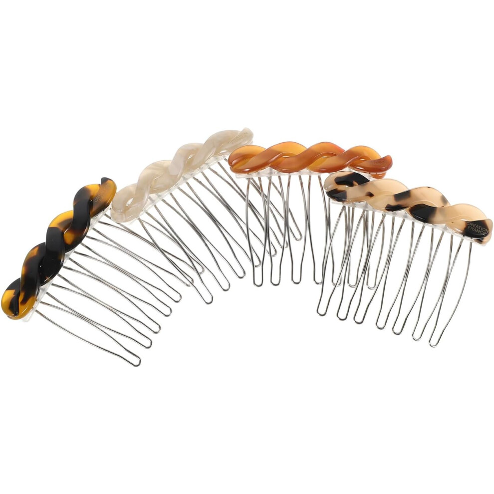 Hkhbjs 4Pcs Acetate Teeth Grip Hair Combs Side Hair Clips For Women