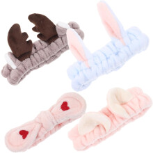 4er-Pack Elchgeweih-Haarbänder für Damen, ideal für Spa, Gesichts-Make-up, Dusche und Dusche – leicht und bequem