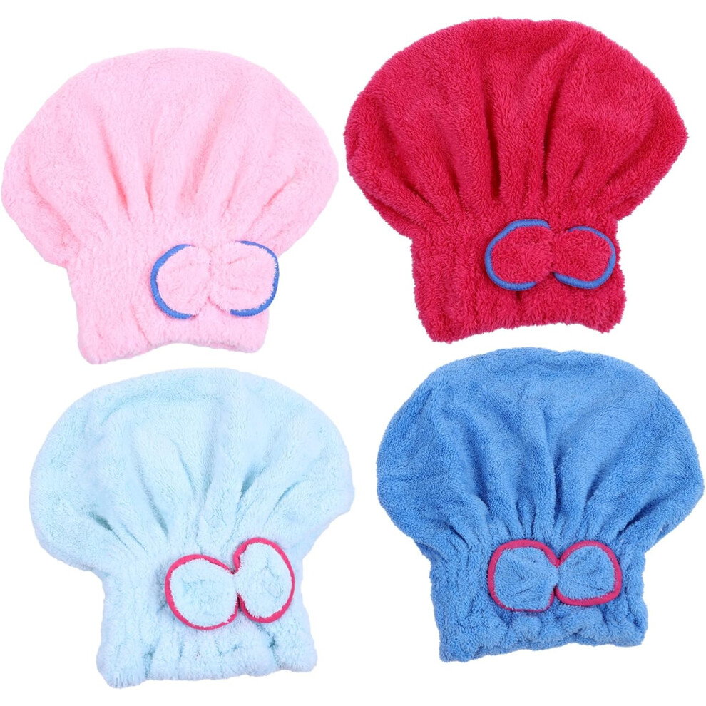 Hkhbjs 4Pcs Cute Hair Wrap Cap Microfiber Hair Drying Turban Towel Fast Dry Soft For Types
