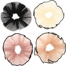 4 stk. store, volanghårbånd, elastiske scrunchies for kvinner og jenter, tykke hårstylingtilbehør for hverdagslige sammenkomster