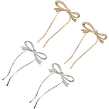 4er-Set Haarnadeln mit Schleife, Metall-Schmetterlings-Haarstäbe, Haarnadeln, Hochzeitsfrisur-Accessoires für Bräute