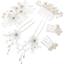 6-teiliges Set eleganter Brauthaar-Accessoires für Hochzeiten, seitliche Kämme mit floralem Design für Bräute und Brautjungfern