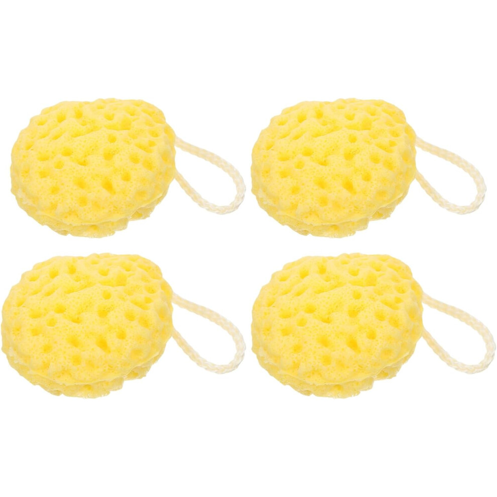 Hkhbjs 4Pcs Honeycomb Bath Sponge Bright Yellow Soft Body Scrubber Exfoliating Mesh Pouf