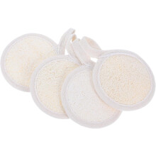 4 stuks natuurlijke loofah gezichtsreinigingssponsjes met elastische band, diep exfoliërende scrub voor bad en douche.