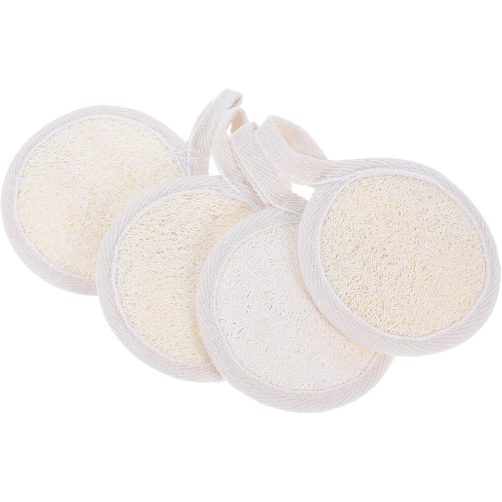 Hkhbjs 4Pcs Natural Loofah Face Cleansing Sponge Pads With Elastic Band Deep Exfoliating Bath And Shower Scrubber