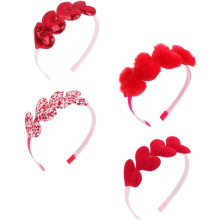 4er-Set Valentinstag-Herz-Haarreifen mit Pailletten und Herzmotiven