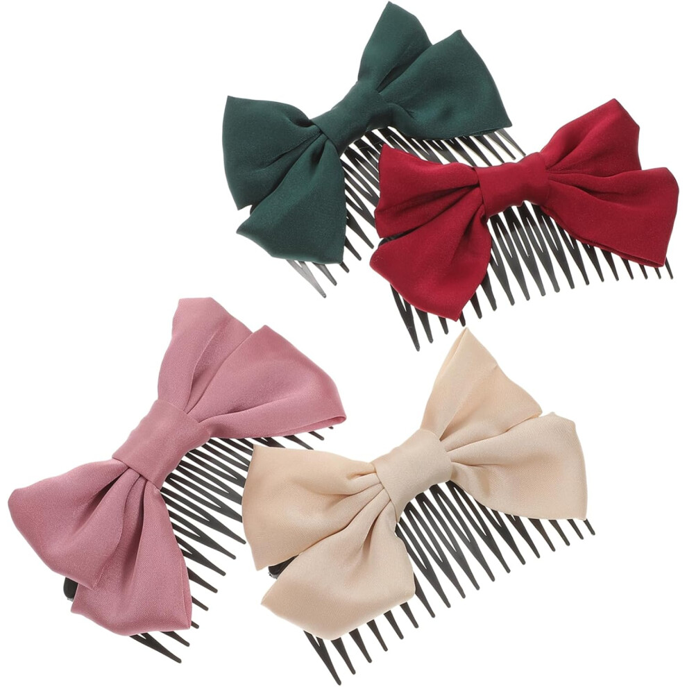 Hkhbjs 4Pcs Bow Hair Comb And Headgear Hair Clips For Women Girls Wedding Bridal Braided