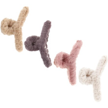 4 elegante Plüsch-Haarspangen für Mädchen – Volumen-Clips ohne Abdrücke – Styling-Accessoires