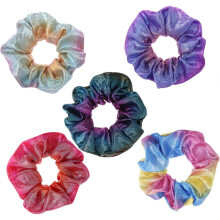 5 stk. bånd regnbue hår scrunchies hestehaleholdere strikker scrunchie-bånd for kvinner jenter tilfeldig farge