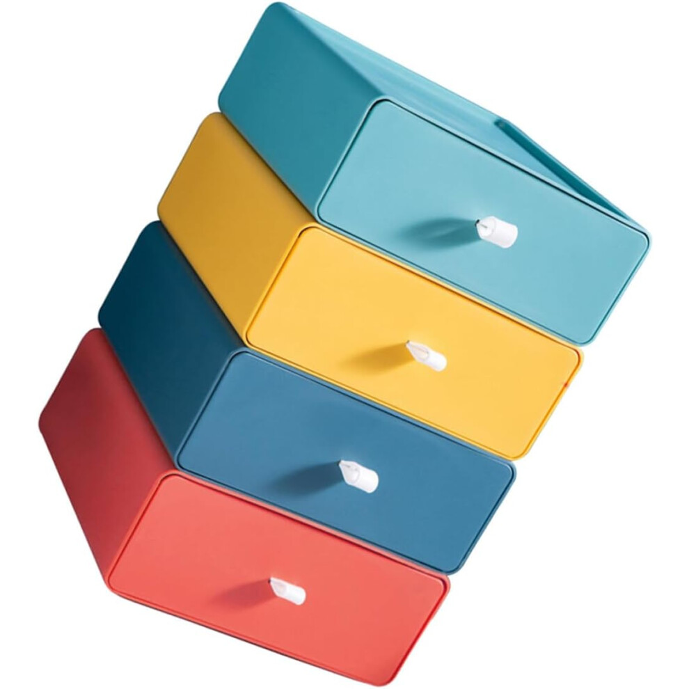 Hkhbjs 4Pcs Desktop Storage Drawers Stackable Drawer Boxes With Design Pp Material Strong Load-Bearing