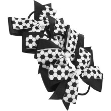 4pcs Black and White Soccer Bow Hair Ties for Girls Women Ponytail Holders Elastic Hair Bands