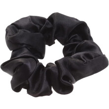 Satin Hair Ties 5pcs Solid Black Elastic Ponytail Holders Stretch Hair Ropes for Women Girls