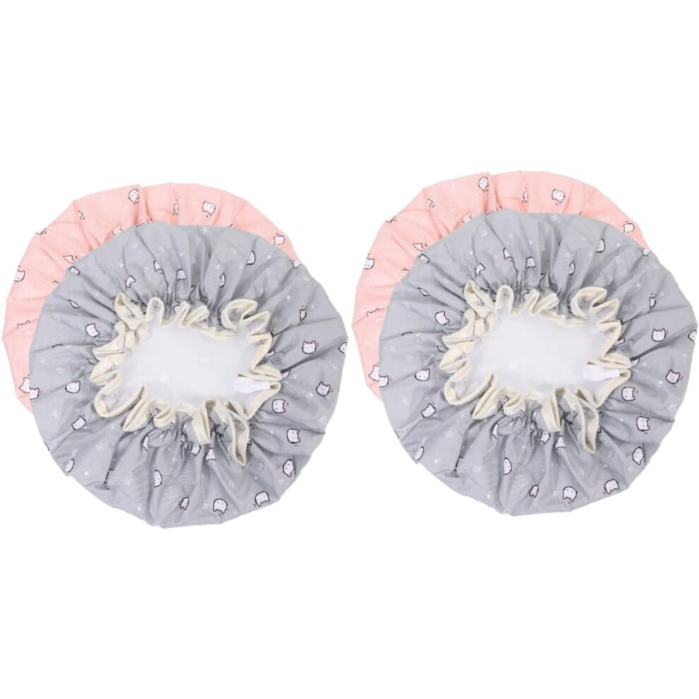 Hkhbjs 4Pcs Elastic Shower Cap For Boys And Girls Double Bathing Shower Hat Reusable Hair Protection For Long Hair