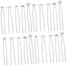 40 Stück Perlenblumen-Haaraccessoires für Hochzeiten, U-förmige Strass-Haarnadeln