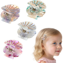 4 Mini-Muschel-Haarspangen, kleine Haarspangen für Mädchen und Frauen, Haaraccessoires im Ozean-Stil