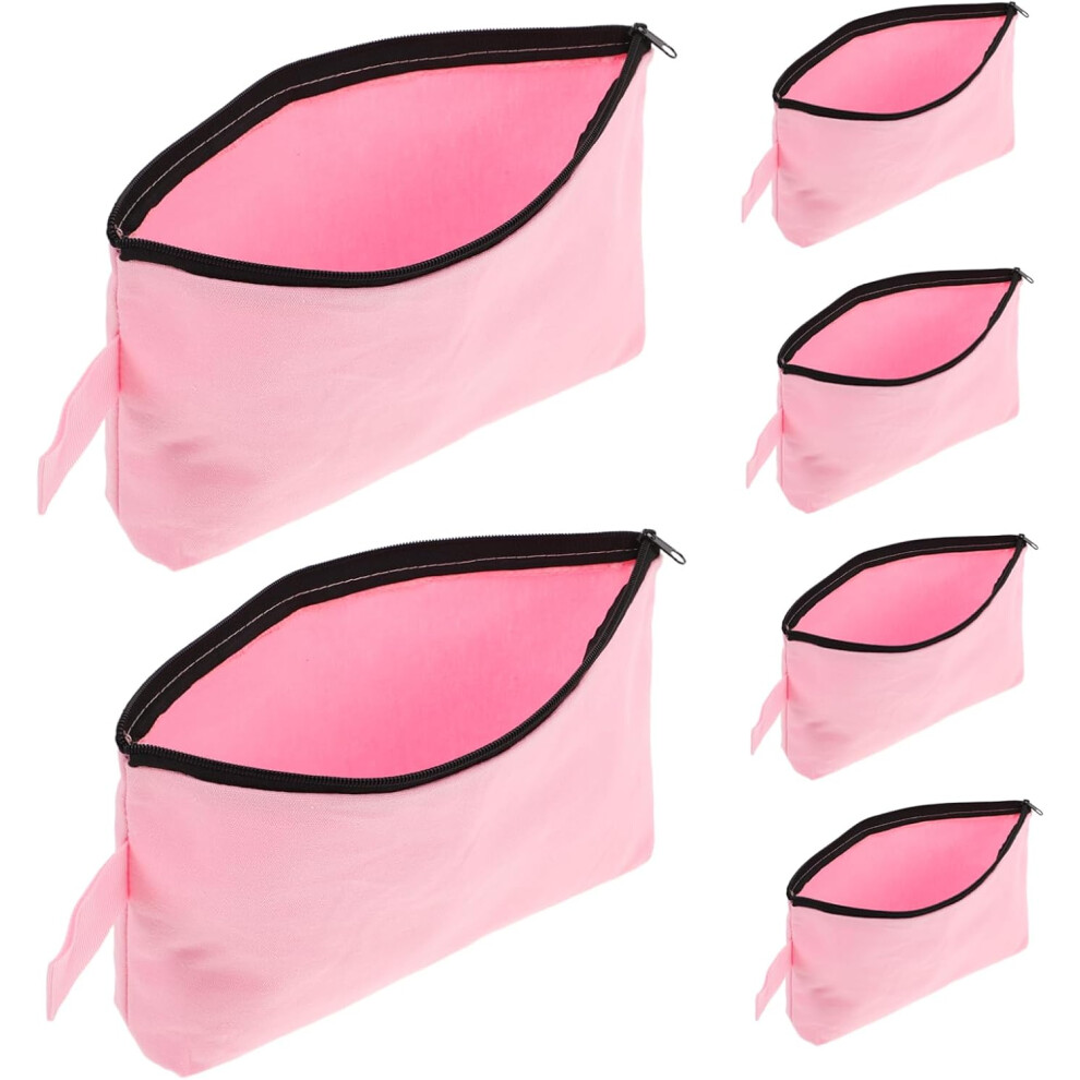 Hkhbjs Pink 6Pcs Canvas Makeup Bags With Zipper Multipurpose Travel Toiletry Organizer Spacious Soft Canvas Pouches