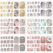 3D-Strass-Zehennagelsticker zum Selbermachen, Nagelaufkleber mit Goldfolien-Hologramm-Design, 6 Bögen, Größen 33–38, je 22 Sticker