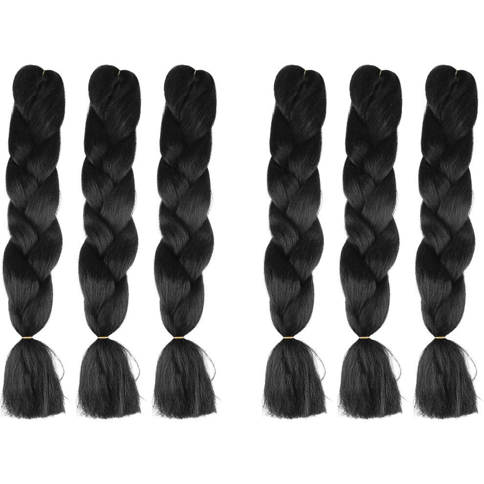 Hkhbjs Unisex Black 6Pcs Natural Looking Wig Braids Fake Braid African Dreadlock Hair Extensions For Party