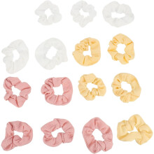 15 elastici per capelli, eleganti cordini per capelli da donna, realizzati in materiale adatto all'uso quotidiano.