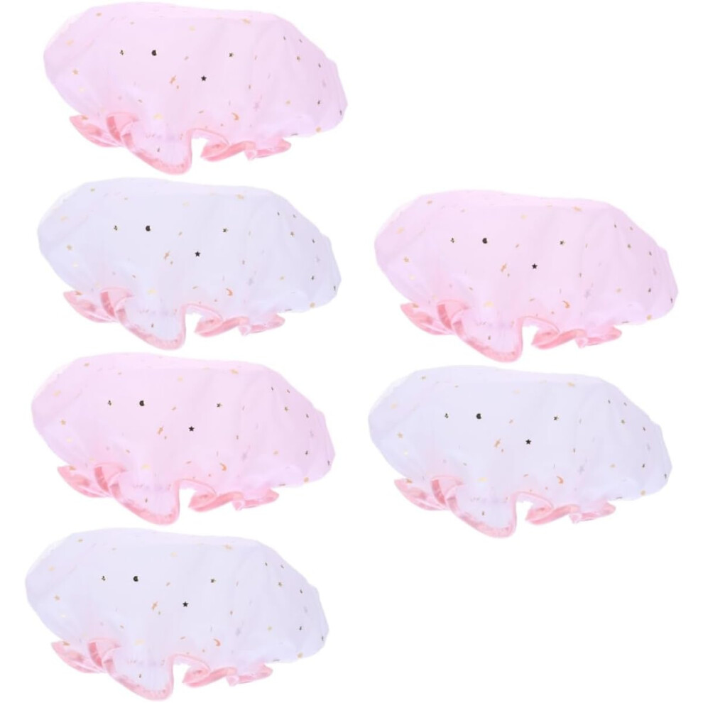 Hkhbjs 6Pcs Double Layer Thickened Elastic Bathing Cap Shower Cap For Hair Protection For Travel And Home Use
