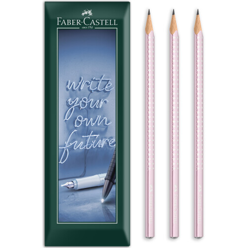 Faber-Castell (Rose) Faber-Castell Sparkle Triangular Graphite Pencil B Grade Pack of 3