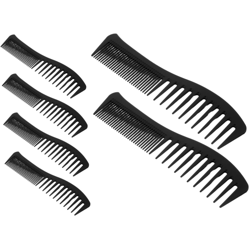 Hkhbjs Unisex Black 6Pcs Dual Sided Wide Tooth Comb For Men And Women Heat Resistant Hair Styling Combs With Fine And Wide Teeth