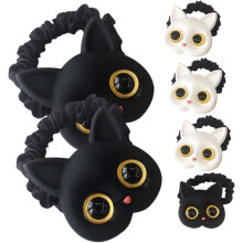 6pcs Cat Hair Ties Bands Hair Rings Elastic Ponytail Holders for Girls Boys and Girls Black