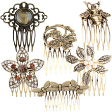 6er-Set Retro-Haarkämme mit Diamanten und Perlen, Vintage-Metall-Haarschmuck für Damen, Brautjungfern-Accessoires, Brautfrisur