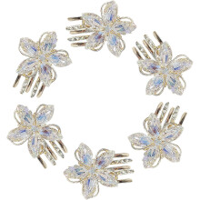 6er-Pack Strassblumen-Haarspangen für Damen und Mädchen, elegante Mini-Haaraccessoires für Hochzeitsfeiern, funkelnde künstliche Haarspangen