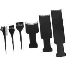 6-delige set haarverftools: plastic highlightplank en dubbelzijdige borstel voor kappers in de salon, voor nauwkeurig kleuren en aanbrengen.