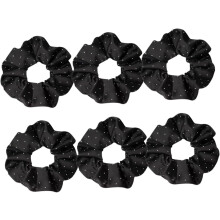 6pcs Black Rhinestone Elastic Hair Ties Hair Scrunchies Ponytail Holders for Women Girls Small Size Accessories for Daily Styling and Ponytail