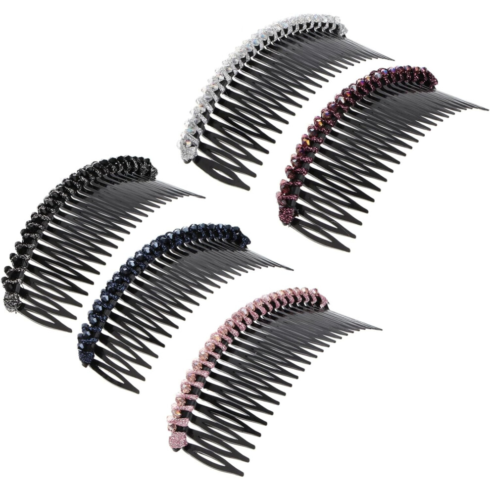 Hkhbjs 5Pcs Rhinestone Comb For Hair Styling Simple Bang Hair Comb Water Drill Insert For Daily Use