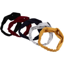 5er-Pack einfarbige Haarbänder mit Kreuzmuster für Damen und Mädchen, elastisches Haarband mit Knotendesign für den Alltag und lässige Outfits